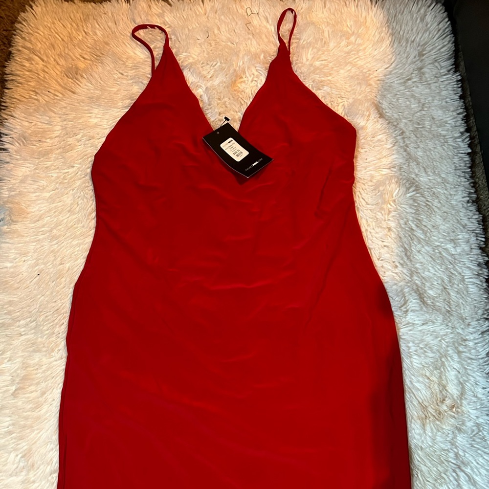 Red midi dress